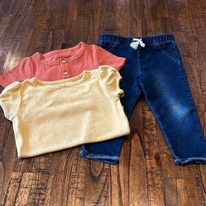 CAT & JACK | Jeans & Onesie 3-Piece Bundle Set (12M) | Brand New